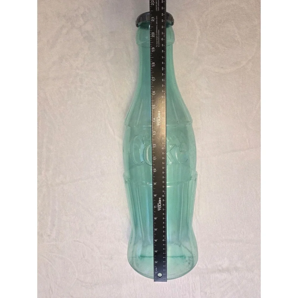 Vintage Coca-Cola Coke Bottle Shaped Plastic Coin Bank Green 12
